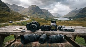 Camera gear used on the road trip and happiness in the highlands